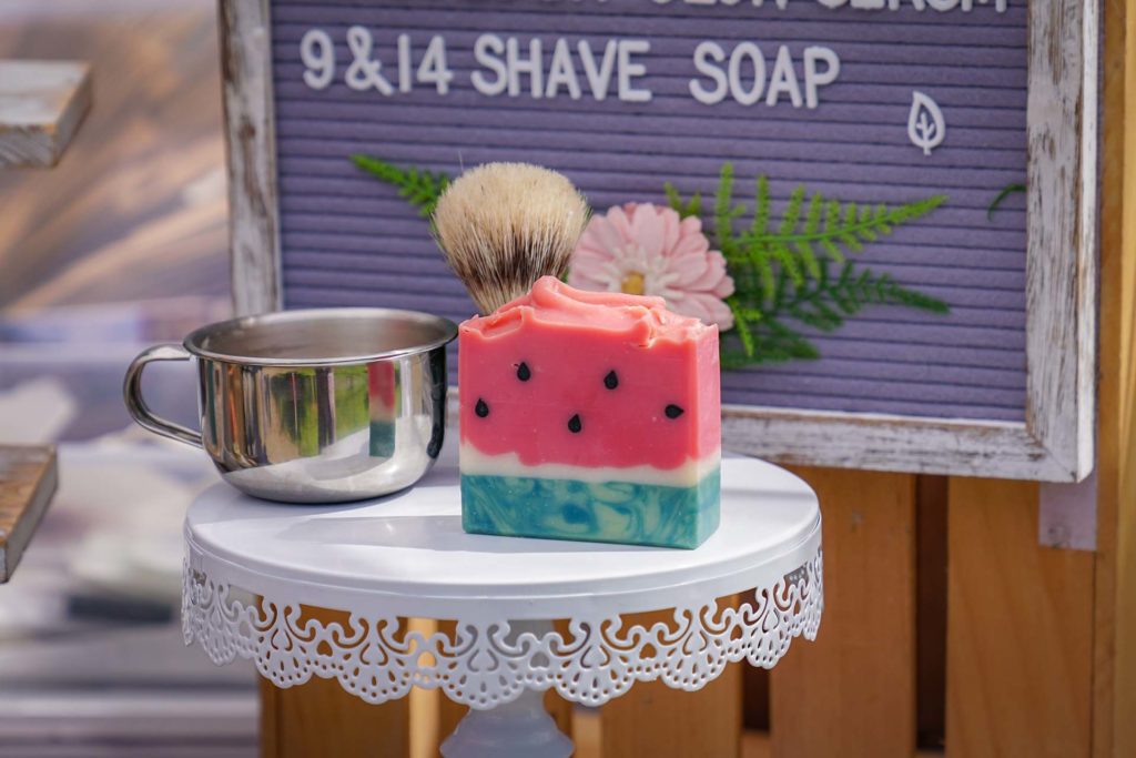 Close up of soap that looks like a watermelon slice