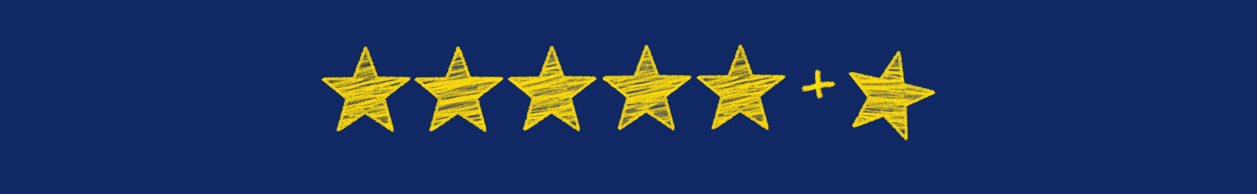 Banner with five stars, a plus sign, and one extra star